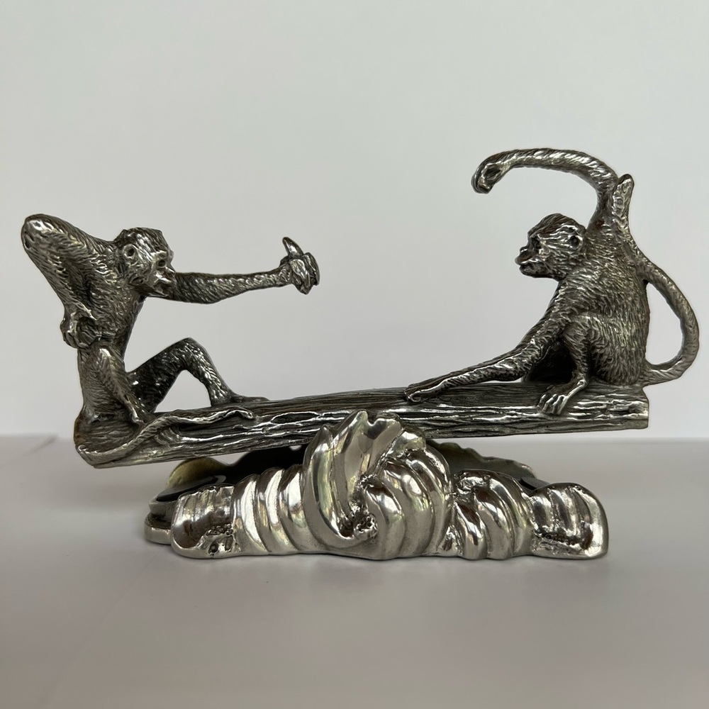 PRICE DROP!!!!  PEWTER SEE SAW MONKIES BUSINESS CARD HOLDER By Royal Selangor